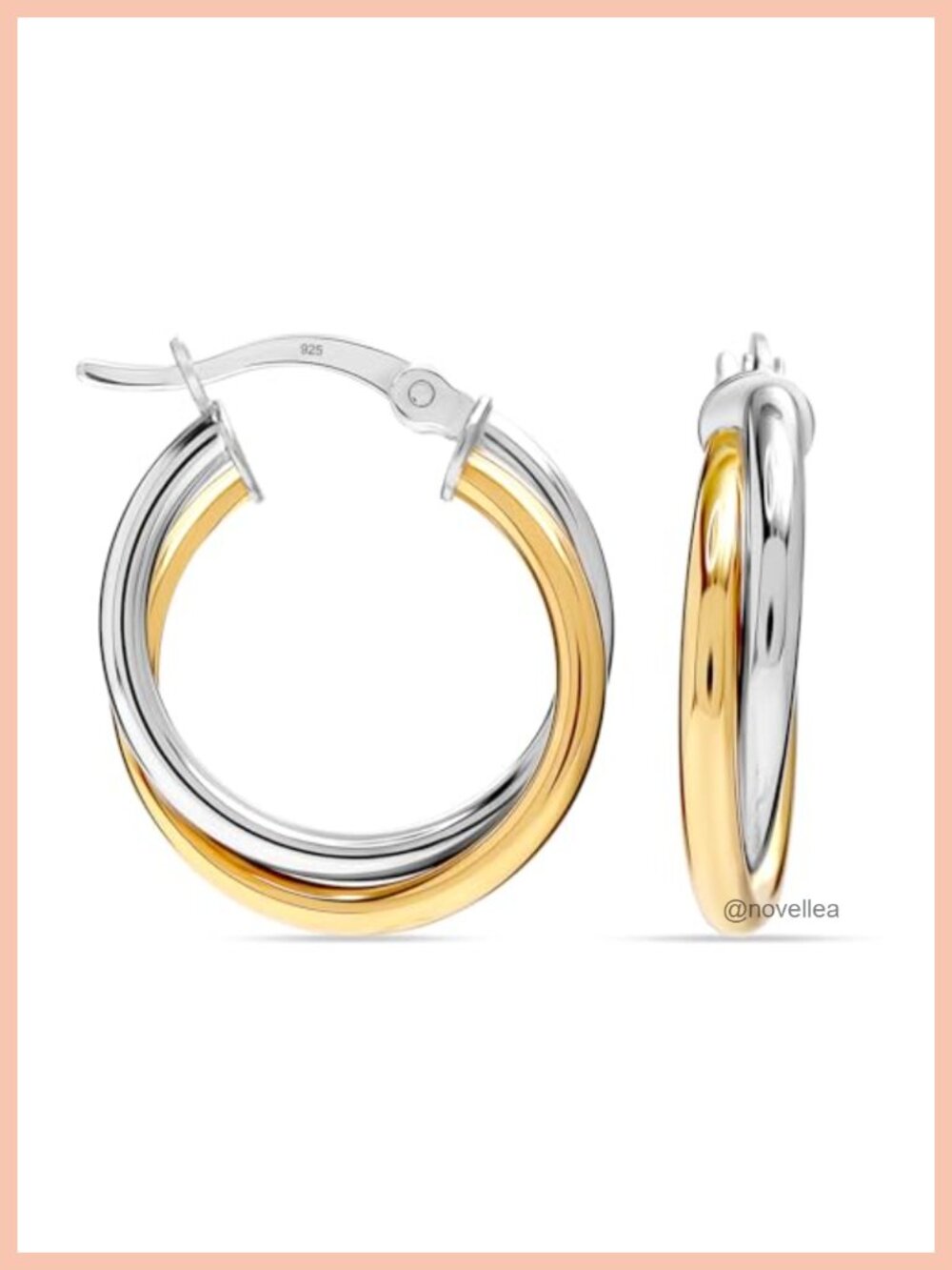 925 Sterling Silver Double Tube Twisted Hoop Earrings 20mm
